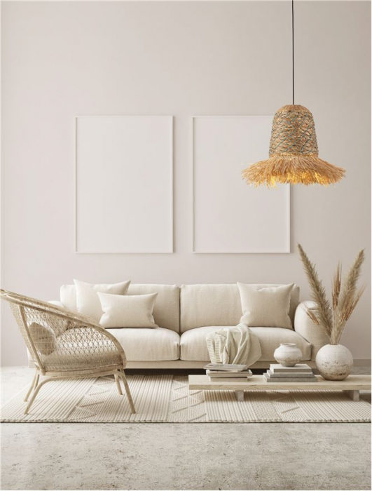 Pendul Nova Luce SORELLO 9586615 Natural Water Hyacinth & Raffia Natural & Blue Rope Sandy Black Steel Base E27 1x12W IP20 [3]