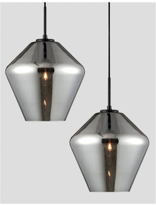 Pendul Nova Luce VEIRO E27 1x12W   Chrome Glass Black Metal Black Fabric Wire IP20 [4]