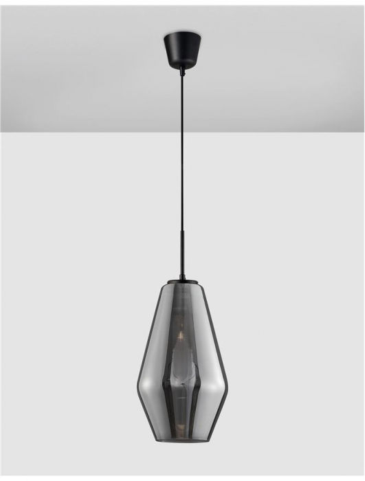 Pendul Nova Luce VEIRO E27 1x12W   Chrome Glass Black Metal Black Fabric Wire IP20 [3]