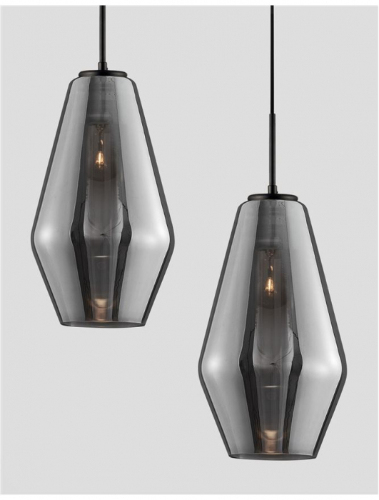 Pendul Nova Luce VEIRO E27 1x12W   Chrome Glass Black Metal Black Fabric Wire IP20 [5]