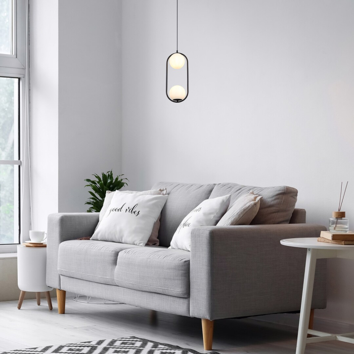 Pendul Rabalux Ghita E27 2x MAX 20W  metal sticlă negru IP20 [7]