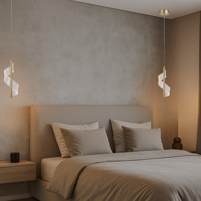 Pendul Rabalux Zofrael LED 6W 550lm 3000K metal acril auriu transparent IP20 [10]