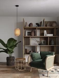 Pendul Nova Luce ASMA 9001114 Rattan & Sandy Black Steel Base E27 1x12W IP20 [2]