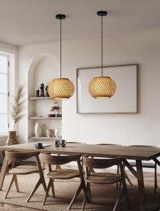 Pendul Nova Luce ASMA 9001115 Rattan & Sandy Black Steel Base E27 1x12W IP20 [2]