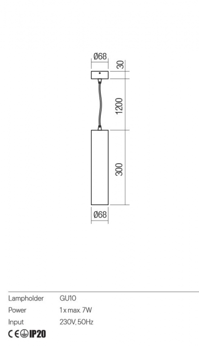 Pendul REDO CORINTH 01-3452 GU10 1x7W    Aluminiu Extrudat Alb mat IP20 [2]