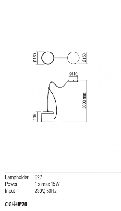 Pendul REDO DODO 01-1823 E27 1x15W    Metal Alb Mat IP20 [2]
