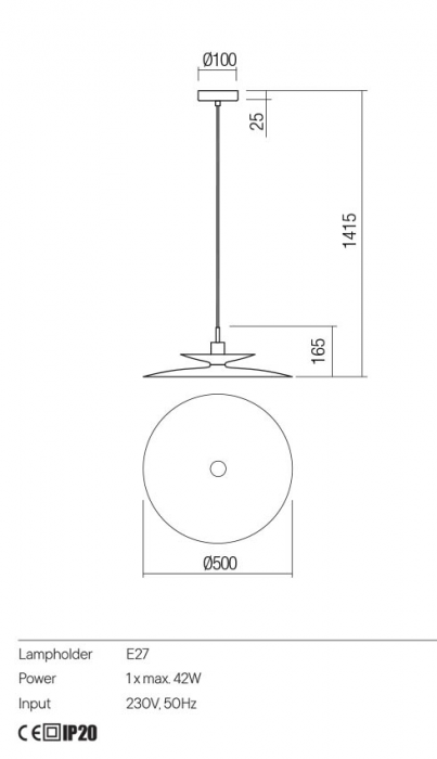 Pendul REDO GUNNAR 01-3048 E27 1x42W    Aluminiu Alb Mat IP20 [2]