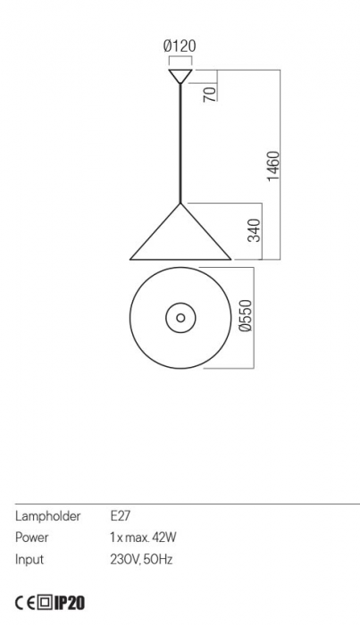 Pendul REDO KONOS 01-3027 E27 1x42W    Aluminiu Teracota mat IP20 [2]