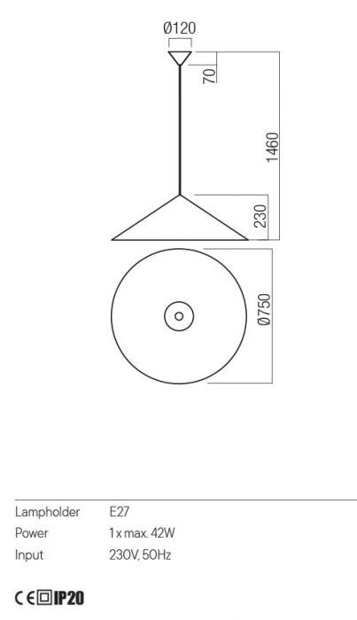 Pendul REDO KONOS 01-3031 E27 1x42W    Aluminiu Teracota mat IP20 [2]