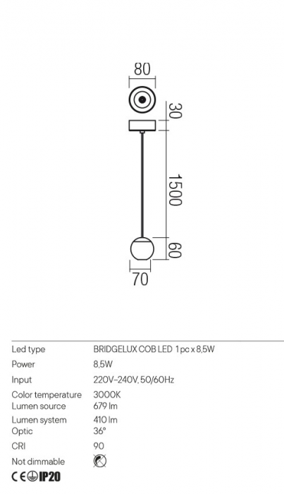 Pendul Redo OBO 01-2808 Negru mat LED 8,5W 410lm 3000K IP20 [2]