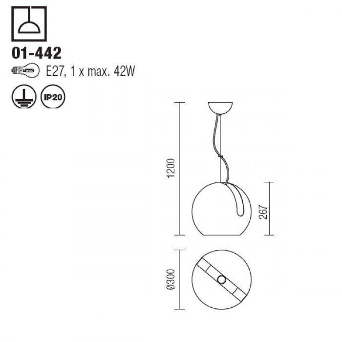 Pendul Smarter Cosmo 01-442 E27 1x42W   Metal Alb/Portocaliu IP20 [2]