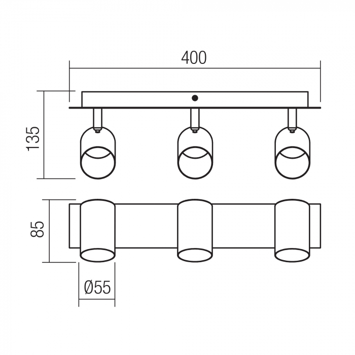 Plafoniera Crius 04-539, 3 x GU10, negru + alama [2]