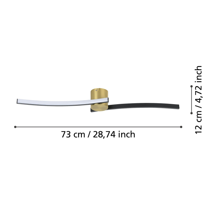 Plafoniera EGLO Aieta 901216 LED 12W 4000K 1450lm 220-240V,50/60Hz L 720mm x l 130mm x H 80mm plastic/otel negru/alama periata  IP20 [5]