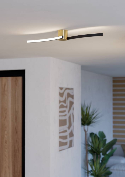 Plafoniera EGLO Aieta 901789 LED 12W 3000K 1500lm 220-240V,50/60Hz L 720mm x l 130mm x H 80mm plastic/otel negru/alama periata plastic alb IP20 [3]