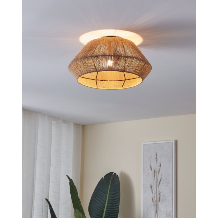 Plafoniera EGLO Alderney 43784 E27 1X40W 220-240V,50/60Hz H 240mm x Ø480mm otel negru textil natur IP20 [3]