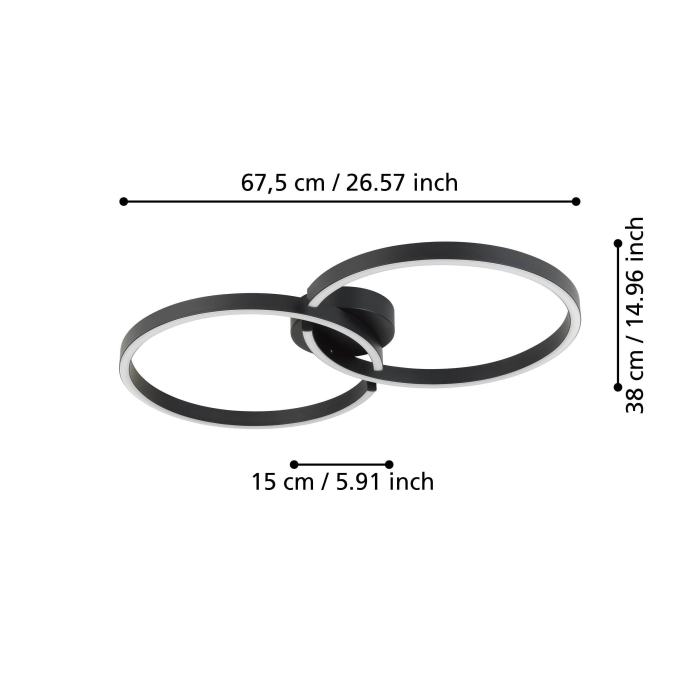 Plafoniera EGLO Amandolo 900955 LED 19,5W 2700-6500K 2400lm 220-240V,50/60Hz L 675mm x l 380mm x H 65mm aluminiu/otel negru plastic alb IP20 [6]