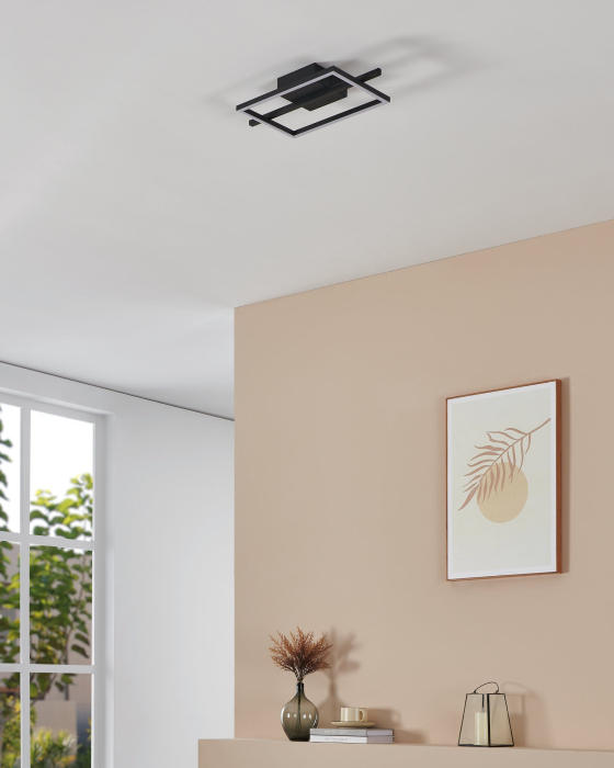 Plafoniera EGLO Amandolo 901115 LED 17W 2700-6500K 1900lm 220-240V,50/60Hz L 400mm x l 200mm x H 65mm aluminiu/otel negru plastic alb IP20 [2]