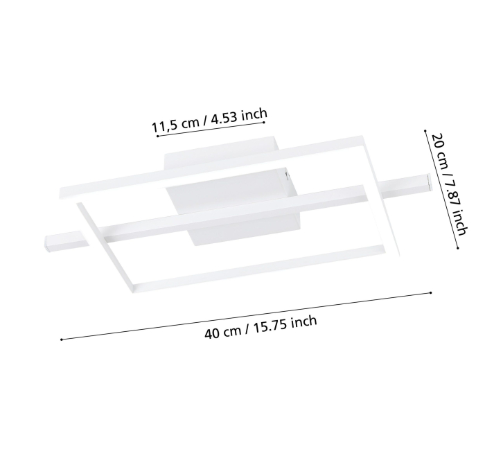 Plafoniera EGLO Amandolo 901116 LED 17W 2700-6500K 1900lm 220-240V,50/60Hz L 400mm x l 200mm x H 65mm aluminiu/otel alb plastic alb IP20 [2]