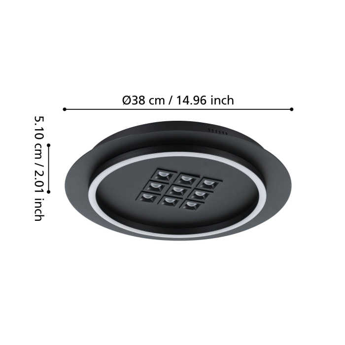 Plafoniera EGLO Balazote 901191 LED;LED 1X20,5W;9X0,9W 2700-6500K 2300lm 220-240V,50/60Hz H 50mm x Ø380mm otel negru plastic alb IP20 [6]