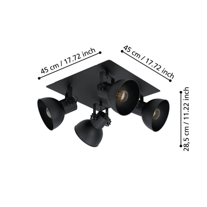 Plafoniera EGLO Barnstaple 1 43434 E27 4X40W 220-240V,50/60Hz L 450mm x l 450mm otel/lemn negru otel negru IP20 [2]
