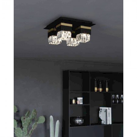 Plafoniera Eglo Barrancas, negru mat, 4XE14, L.38 cm, 900302 [2]
