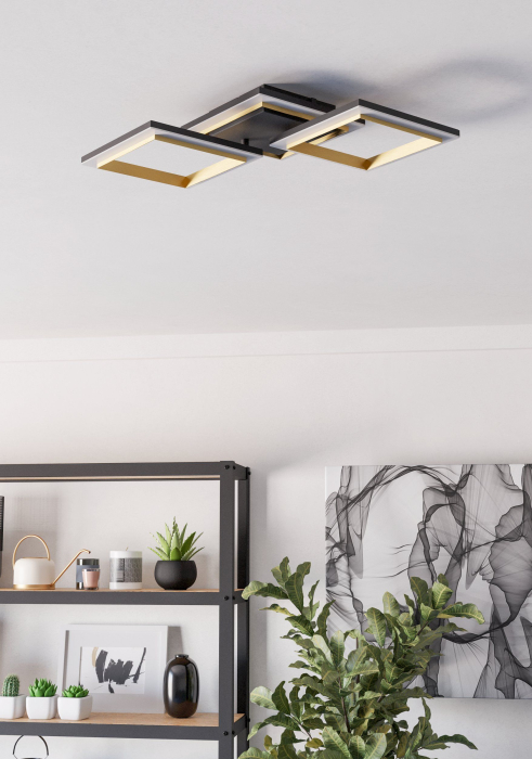 Plafoniera EGLO Calliera 901222 LED 20W 4000K 2500lm 220-240V,50/60Hz L 595mm x l 310mm x H 90mm plastic/otel negru/alama plastic alb IP20 [2]