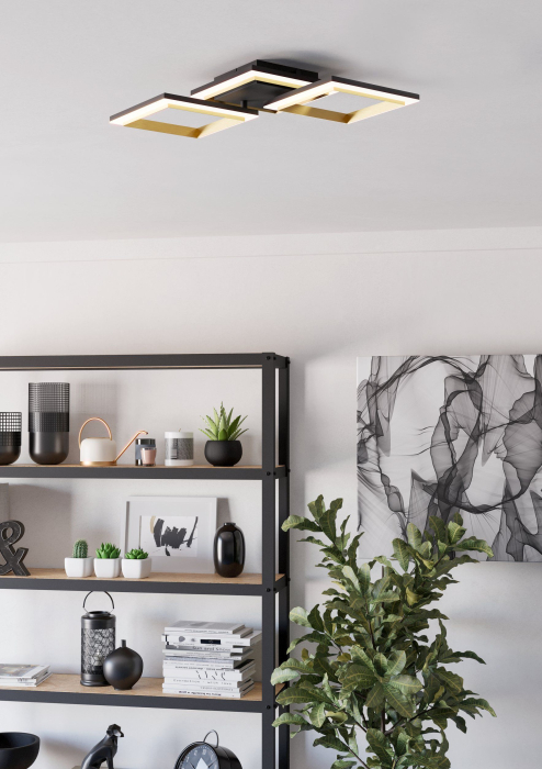 Plafoniera EGLO Calliera 901222 LED 20W 4000K 2500lm 220-240V,50/60Hz L 595mm x l 310mm x H 90mm plastic/otel negru/alama plastic alb IP20 [6]