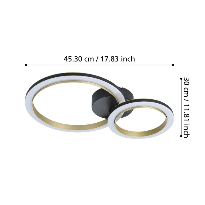 Plafoniera EGLO Calliera 901223 LED 12W 4000K 1500lm 220-240V,50/60Hz L 420mm x l 300mm x H 80mm plastic/otel negru/alama plastic alb IP20 [5]