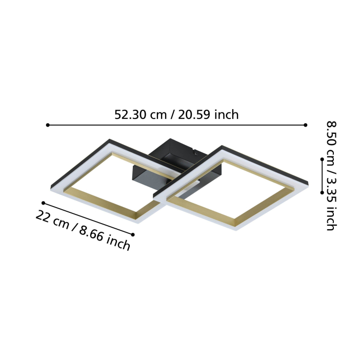 Plafoniera EGLO Calliera 901225 LED 18,4W 4000K 2500lm 220-240V,50/60Hz L 525mm x l 310mm x H 85mm plastic/otel negru/alama plastic alb IP20 [5]