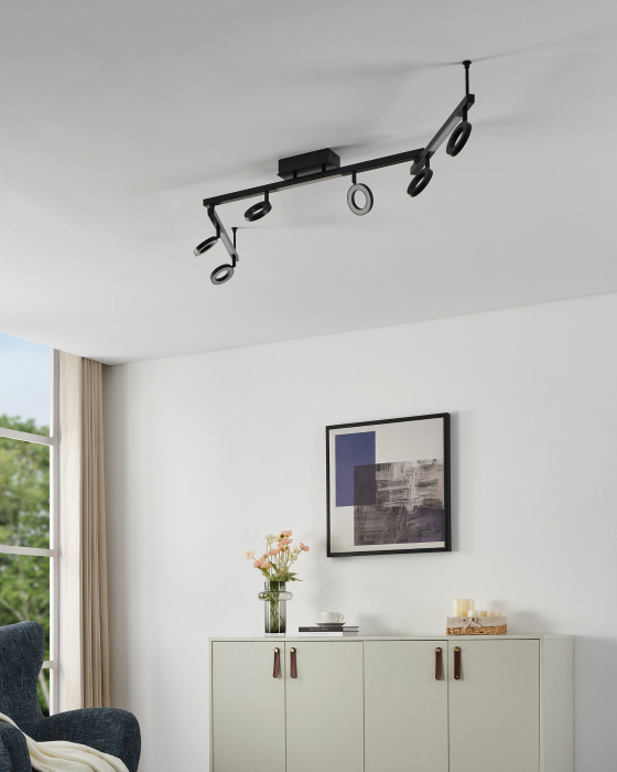 Plafoniera EGLO Cardillio 1 900839 LED;LED 6X3,2W;3X3,3W 3000K 2640;1200lm 220-240V,50/60Hz L 1585mm x l 85mm x H 200mm aluminiu/otel negru plastic satin IP20 [2]