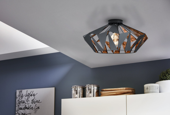 Plafoniera EGLO Carlton 6 43399 E27 1X60W 220-240V,50/60Hz H 235mm x Ø470mm otel negru/cupru  IP20 [2]