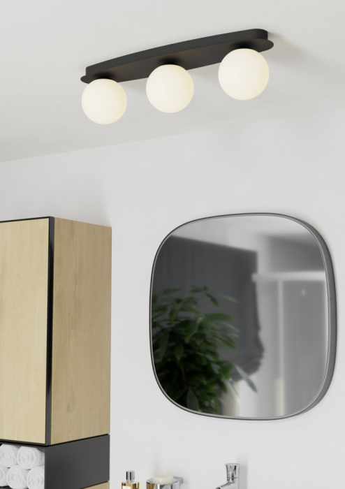 Plafoniera EGLO Castrovido 902092 G9 3X4,2W 220-240V,50/60Hz L 580mm x l 130mm x H 160mm otel negru sticla mat/opal alba IP44 [5]