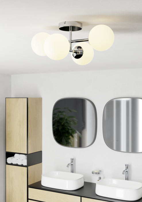 Plafoniera EGLO Castrovido 902098 G9 4X4,2W 220-240V,50/60Hz L 475mm x l 385mm x H 195mm otel crom sticla mat/opal alba IP44 [5]