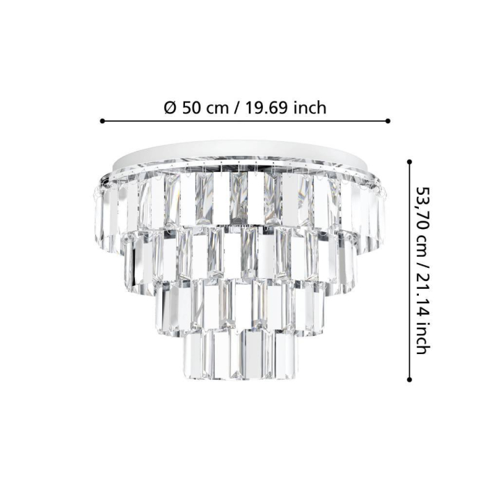 Plafoniera EGLO Erseka 99093 E14 7X40W 220-240V,50/60Hz H 535mm x Ø485mm otel crom sticla/cristal transparenta IP20 [2]