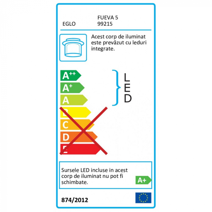 Plafoniera EGLO FUEVA 5 99215, LED 10.5W 1200lm 3000K Ø160mm, Otel, Alb [2]