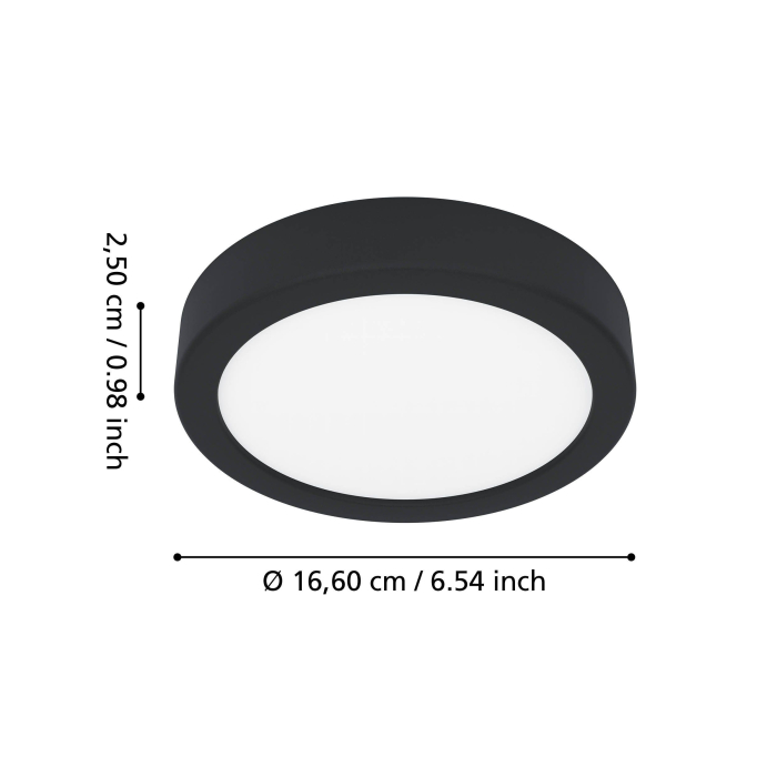 Plafoniera EGLO Fueva 6 901324 LED 7,5W 2700K, 4000K, 6500K 1000lm 220-240V,50/60Hz H 25mm x Ø166mm plastic negru plastic alb IP44 [6]