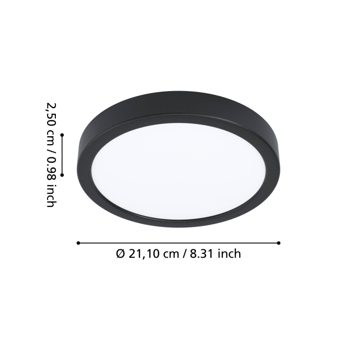 Plafoniera EGLO Fueva 6 901325 LED 11,5W 2700K, 4000K, 6500K 1550lm 220-240V,50/60Hz H 25mm x Ø211mm plastic negru plastic alb IP44 [5]