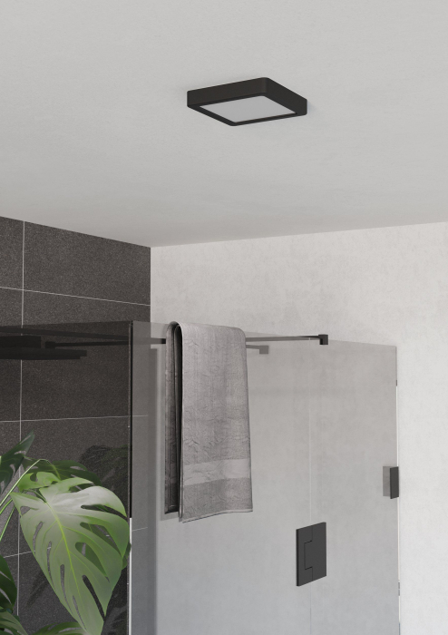 Plafoniera EGLO Fueva 6 901328 LED 7W 2700K, 4000K, 6500K 1100lm 220-240V,50/60Hz L 150mm x l 150mm x H 25mm plastic negru plastic alb IP44 [3]