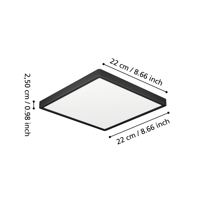 Plafoniera EGLO Fueva 6 901329 LED 10,5W 2700K, 4000K, 6500K 1700lm 220-240V,50/60Hz L 220mm x l 220mm x H 25mm plastic negru plastic alb IP44 [6]