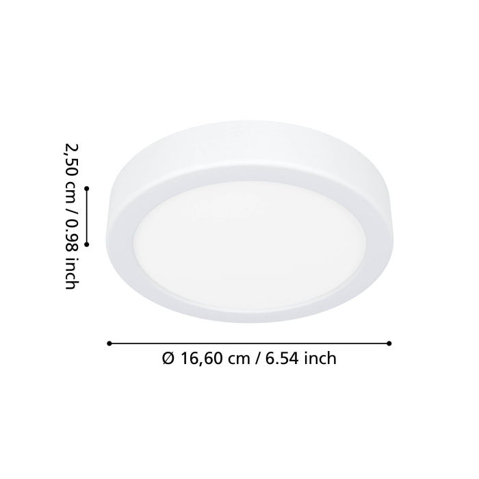 Plafoniera EGLO Fueva 6 901332 LED 7,5W 2700K, 4000K, 6500K 1000lm 220-240V,50/60Hz H 25mm x Ø166mm plastic alb plastic alb IP44 [6]