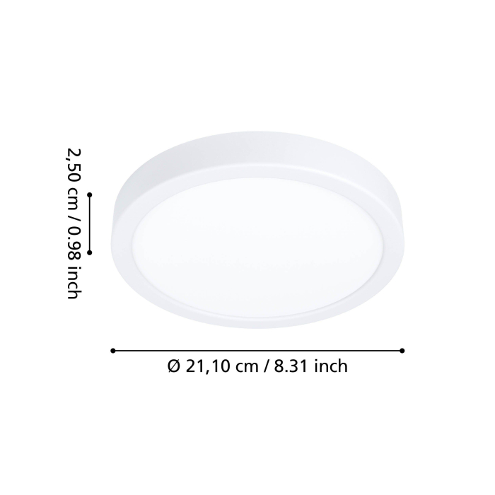 Plafoniera EGLO Fueva 6 901333 LED 11,5W 2700K, 4000K, 6500K 1550lm 220-240V,50/60Hz H 25mm x Ø211mm plastic alb plastic alb IP44 [6]