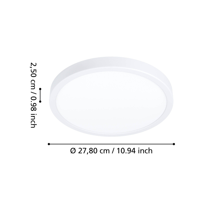 Plafoniera EGLO Fueva 6 901334 LED 14,2W 2700K, 4000K, 6500K 2000lm 220-240V,50/60Hz H 25mm x Ø278mm plastic alb plastic alb IP44 [6]