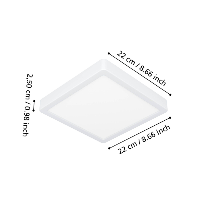 Plafoniera EGLO Fueva 6 901336 LED 10,5W 2700K, 4000K, 6500K 1700lm 220-240V,50/60Hz L 220mm x l 220mm x H 25mm plastic alb plastic alb IP44 [6]