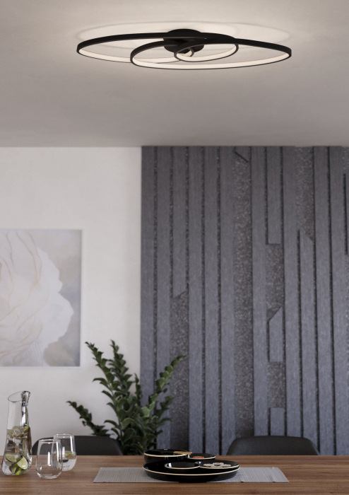 Plafoniera EGLO Gianella 900947 LED 38W 3000K 4400lm 220-240V,50/60Hz L 880mm x l 300mm x H 80mm aluminiu/otel negru plastic alb IP20 [6]