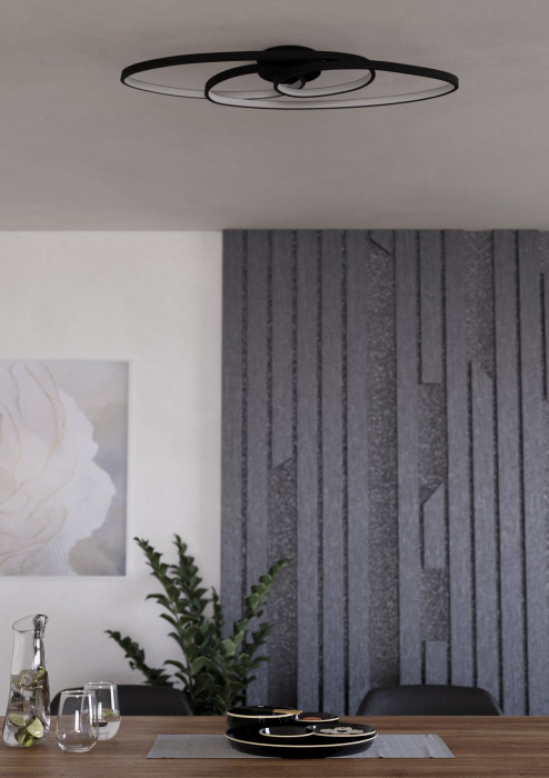 Plafoniera EGLO Gianella 900947 LED 38W 3000K 4400lm 220-240V,50/60Hz L 880mm x l 300mm x H 80mm aluminiu/otel negru plastic alb IP20 [2]