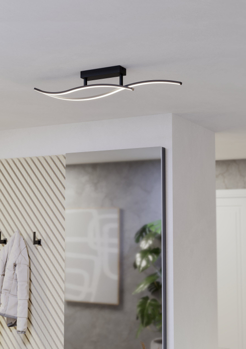 Plafoniera EGLO Grisolia 901206 LED 12W 4000K 1500lm 220-240V,50/60Hz L 849mm x l 60mm x H 150mm plastic/otel negru plastic alb IP20 [6]