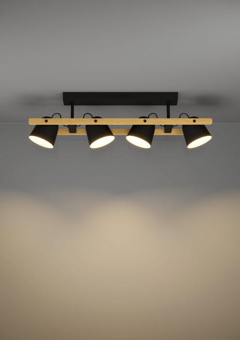 Plafoniera EGLO Hornwood-Z 900882 LED 4X3,7W 2700-6500K 2200lm 220-240V,50/60Hz L 780mm x l 140mm x H 160mm otel/lemn negru/maro  IP20 [4]