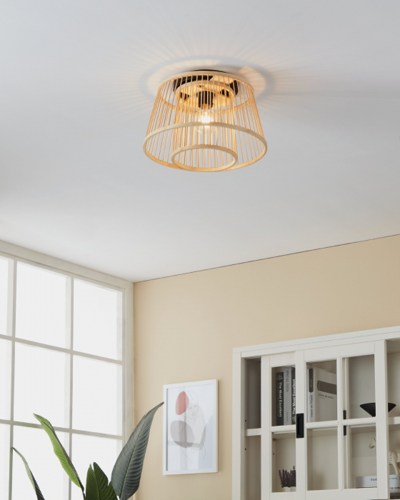 Plafoniera EGLO Hykeham E27 1x40W  lm Metal/Lemn Black IP20 [4]