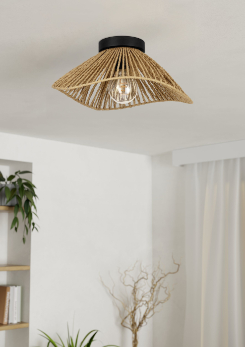 Plafoniera EGLO Lavister 44071 E27 1X60W 220-240V,50/60Hz H 175mm x Ø390mm otel negru hartie natur IP20 [2]