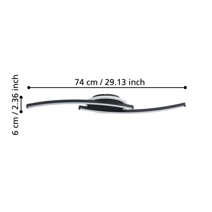 Plafoniera EGLO Lungolago 901218 LED 12W 4000K 1500lm 220-240V,50/60Hz L 740mm x l 140mm x H 60mm otel negru plastic alb IP20 [6]